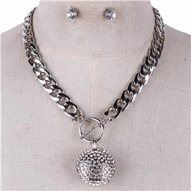 Metal Pendant Round Necklace Set