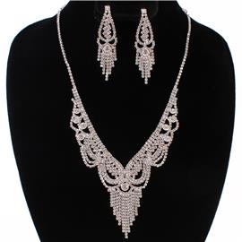 Rhinestones Casting Fringed Necklace Set