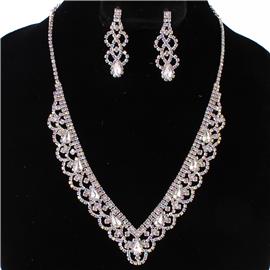 Rhinestones Wavy Necklace Set