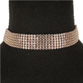 Cubic Zirconia 6 Lines Choker Necklace