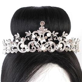 Rhinestone Pearls Swirl Tiara