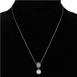 Cubic Zirconia Pearl Necklace