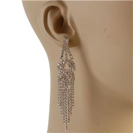 Rhinestones Leaf Fringed Earring