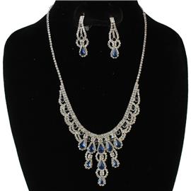 Rhinestone Teardrop Necklace Set