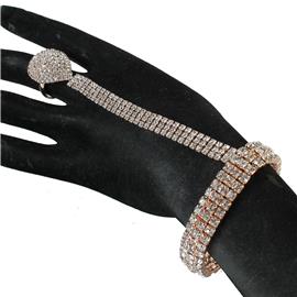 Rhinesetone Terardrop Bracelet With Ring