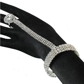 Rhinesetone Crystal Terardrop Bracelet With Ring