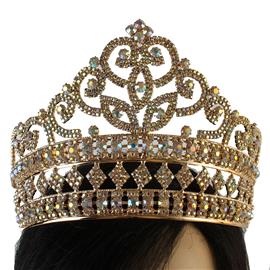 Rhinestone Heart Long Tiara