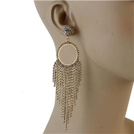 Rhinestone Round Fringed Earring