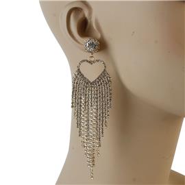 Rhinestone Heart Fringed Earring