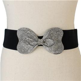 Rhinestone Stretch Bow Belt