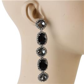 Crystal Oval Long Earring