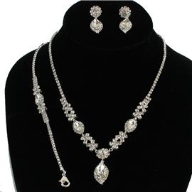 Rhinestones Oval 3pcs Necklace Set