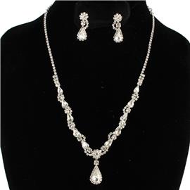 Rhinestones Teardrop Necklace Set