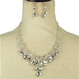 Crystal Leaves Necklace Set