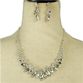 Crystal Leaf Necklace Set