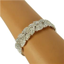 Rhinestones Leaves Casting Bangle Bracelet