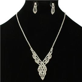 Jr Rhinestones Leaves Necklace Set