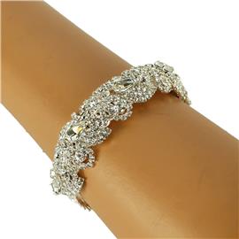 Rhinestones Leave Tear Bangle Bracelet