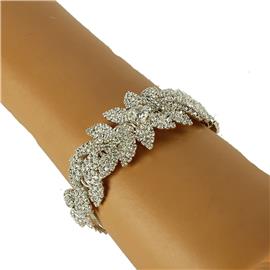 Rhinestones Swirl Leaves Bangle Bracelet