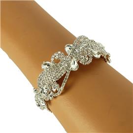 Rhinestones Swirl Tear Bangle Bracelet