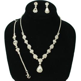 Rhinestones Tear 3 Pcs Necklace Set