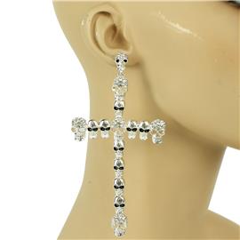 Metal Stones Skull Cross Earring