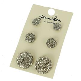 Metal Round 3 Pairs Stud Earring