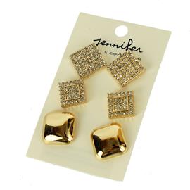 Metal Square 3 Pairs Stud Earring