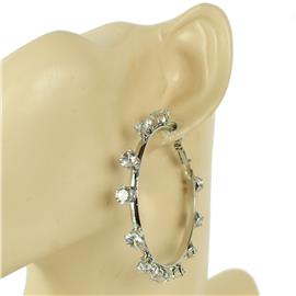 Metal Stones Hoop Earring