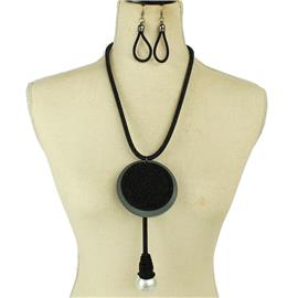 Long Round Drop Necklace Set