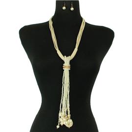 Long Cord Pearl Necklace Set