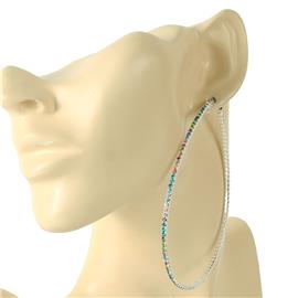 70mm Tear Rhinestones Hoop Earring