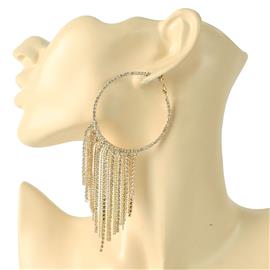 Rhinestones Casting Fringeds Hoop Earring