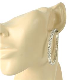 50mm Two Lines Rhinestones Hoop Earring