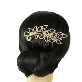 Rhinestones Swirl Leaves Hair Comb