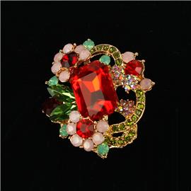 Crystal Rectangle Flower Brooch