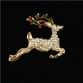 Crystal Cristmas Deer Brooch