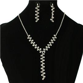 Rhinestones Drop Necklace Set