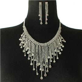 Rhinestones Fringeds Necklace Set