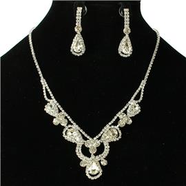 Rhinestones Tear Necklace Set