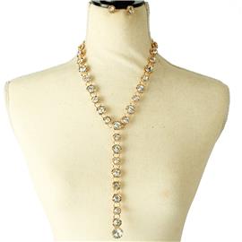 Crystal Metal Drop Necklace Set