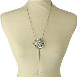 Crystal Pearl Flower Slide Necklace