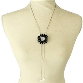 Pearl Daisy Flower Slide Necklace