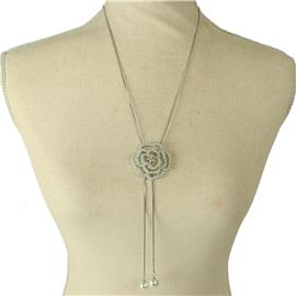 Pearl Roses Slide Long Necklace