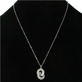 CZ Pendant Double Ring Necklace