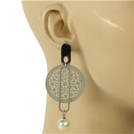 Stainless Steel Round Pearl Earring