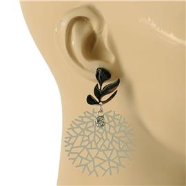 Stainless Steel Leaf Round Earring