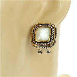 Genuine Stone Square Earring