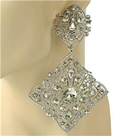 Metal Crystal Chandelier Clip-On Earring