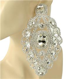 Rhinestones Chandelier Clip-On Earring